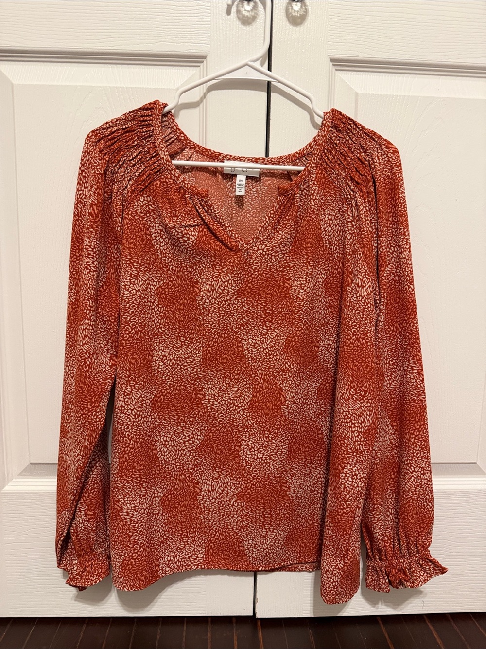 Jessica Simpson Rust Red Printed V-Neck Blouse
